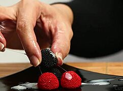 cfnm handjob cum on candy and berries