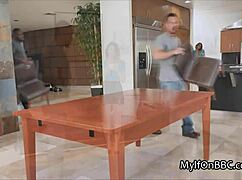 milf housewife seduces movers with blowjob and pussy in threesome