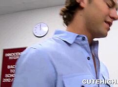 Naughty Scarlet Banks gives blowjob and fucks