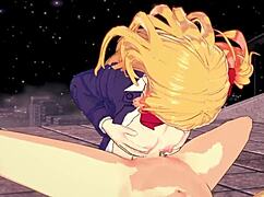 Hoshino Ruby From Oshi No Ko Gets Blowjob, Handjob, and Cumshot in Hentai