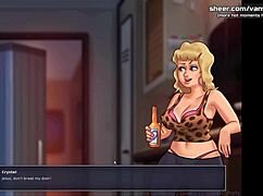 Blonde teen massages big boobs.