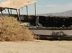 Naughty blonde takes on two cocks