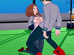 Ochako and Izuku in intense creampie sex scene?