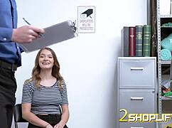 skinny teen 18+ caught stealing at mall by horny fit officer in full movie