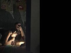 petite brunette handles big cocks with blowjobs and handjobs