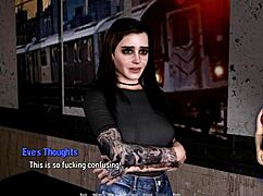 Specific scene from tales from the deep eve 2 where character in corset masturbates in shower, reaching orgasm with bdsm elements.