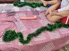 sucking my big ass stepmother's pussy and ass under the christmas tree.