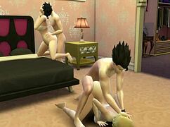 Videl and Nro 18 swap husbands in hentai