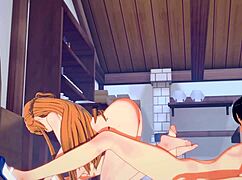 hey, sao sword art online hentai where asuna gives kirito a wild blowjob and creampie in anime costumes 😏