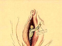 Vintage erotic cartoon illustration from antique anime