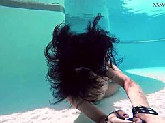 i feel so horny masturbating underwater in the tight swimming pool with my big tits