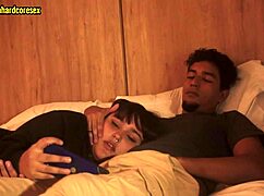 Watching a movie with my stepsister, I couldn't resist shoving my cock in her mouth!