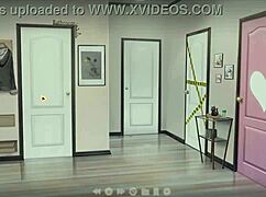 Naughty Aunt Interacts With Nephew In Cartoon Game