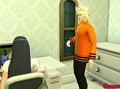 Naruto discovers Hinata watching videos and masturbating