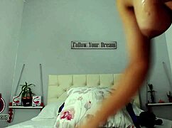 hot latina teen playing with toys at home