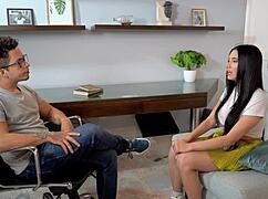 Perverted psychologist seduces busty patient in office