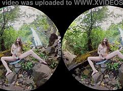 endza loves masturbating her pussy in vr. climaxing outdoors erotically