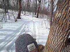 Outdoor Sex in the Park During Winter Chill