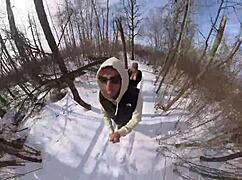 Outdoor Sex in the Park During Winter Chill