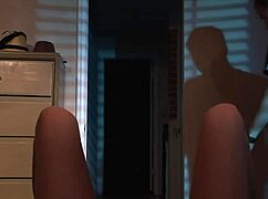 blonde girl poses nude on bed with hairy body for halloween sex