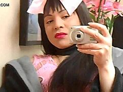 surprise shemale gives cumshot on shaved cock