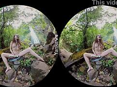 endza loves masturbating her pussy in vr. climaxing outdoors erotically