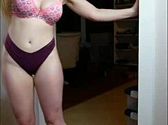Sexy Brunette Teases In Homemade Panties!