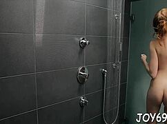 Naked teen playgirl rubs her wet pussy with dildo craving sex