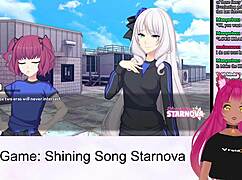 Vtuber lewdneko plays shining song starnova aki route part 2 in anime hentai game