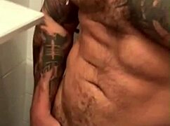Tattooed Latino Bodybuilder Viktor Rom Horny Gay Masturbates Huge Cock