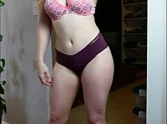 Sexy Brunette Teases In Homemade Panties!