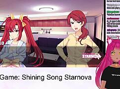 Vtuber lewdneko plays shining song starnova aki route part 2 in anime hentai game