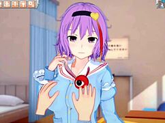 feeling the intense pleasure of rubbing satori's big tits in this hentai game