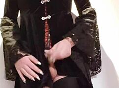 selena shemale masturbates in high heels and long skirt