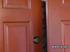 Fucking ebony pussy while girlfriend is home