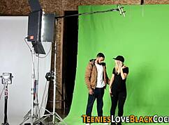 Blonde teen gets pounded by huge dick in doggystyle