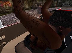 Second Life Black Man FUCKS Black Woman at Drive-In