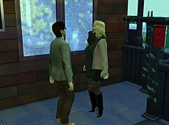 Coffee with a friend in the bathroom scene.