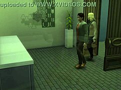 Coffee with a friend in the bathroom scene.