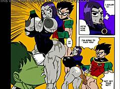 teen titans get relief from monster cocks in hentai