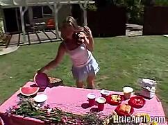 i watched little april fingering her pussy at the outdoor picnic
