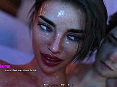 Touching my horny stepmom's pussy while bathing in 3D hentai animation