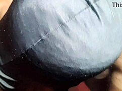 horny brunette step sister riley jean sneaks up on her step-bro and gives him a blowjob with her big tits and ass in pov