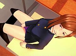 i watch kugisaki nobara masturbate her big tits and pussy to orgasm in jujutsu kaisen hentai