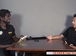 Muscle Security Officer Bareback Drills Gay Guy After Steamy Blowjob on Sayunclenetwork