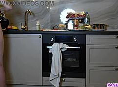 naked milf with octopus ass tattoo cooks dinner and ignores your stares