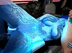 Cortana Goes Down on Master Chief with Wet Blowjob