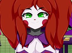 In the circus, baby shows off her big boobs in this anime hentai scene