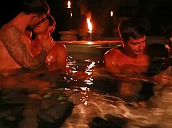 Explosive Bareback Orgy In Hot Tub With Finn August, Ethan Adams, Colby Chambers, And Mickey Knox!