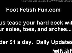 four girls' feet ready for licking and fucking